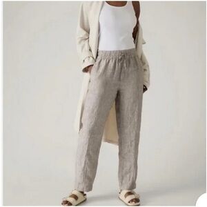 XL 14 16 Athleta nwt Retreat Linen Ankle Pant Pyrite (Sold out 2024) taupe comfy